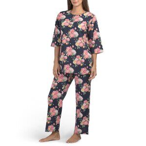 MAHOGANY Navy 2pc Cotton Roslyn Printed Kurta Pajamas Set